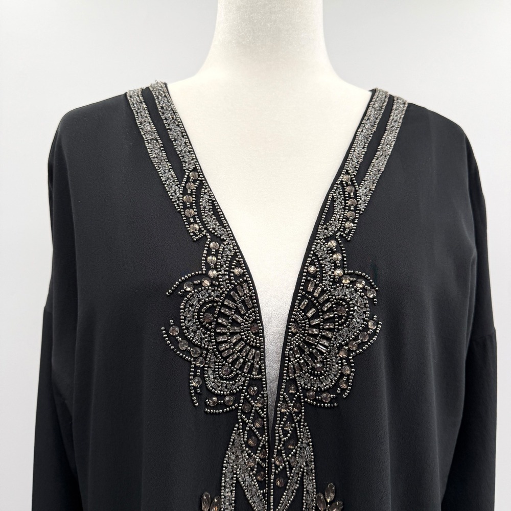 Soft Surroundings Calista Cardi Jacket Hand Beaded in Black Silver Size L NWT - Picture 3 of 13